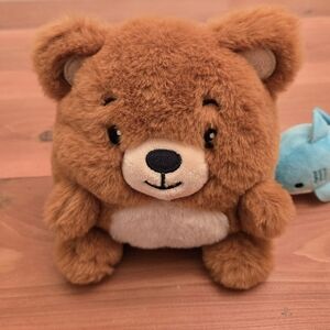 American Greetings 6" Plush Brown Bear w/ Zipper Pocket & Mini Shark Plush